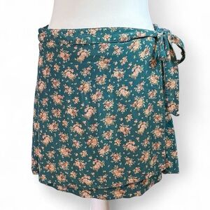 Floral Wrap Skirt in Teal